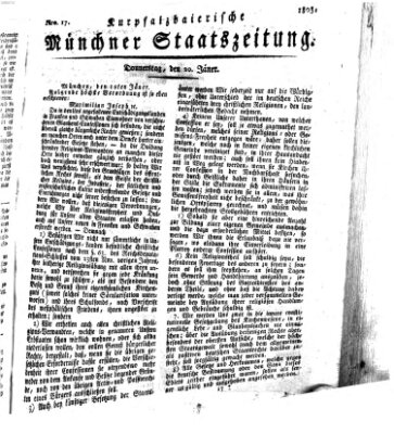 Kurpfalzbaierische Münchner Staats-Zeitung (Süddeutsche Presse) Donnerstag 20. Januar 1803