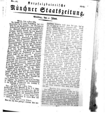 Kurpfalzbaierische Münchner Staats-Zeitung (Süddeutsche Presse) Montag 31. Januar 1803