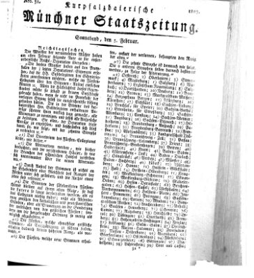 Kurpfalzbaierische Münchner Staats-Zeitung (Süddeutsche Presse) Samstag 5. Februar 1803