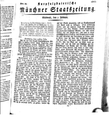 Kurpfalzbaierische Münchner Staats-Zeitung (Süddeutsche Presse) Mittwoch 9. Februar 1803