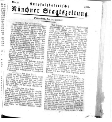 Kurpfalzbaierische Münchner Staats-Zeitung (Süddeutsche Presse) Donnerstag 10. Februar 1803