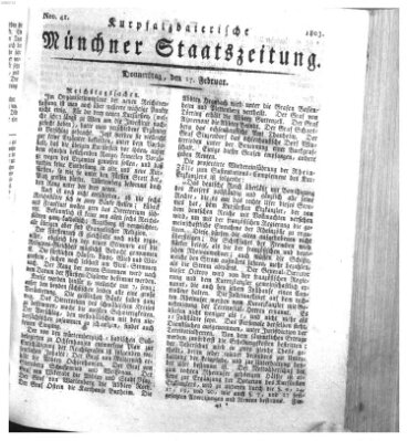 Kurpfalzbaierische Münchner Staats-Zeitung (Süddeutsche Presse) Donnerstag 17. Februar 1803