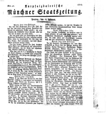 Kurpfalzbaierische Münchner Staats-Zeitung (Süddeutsche Presse) Freitag 18. Februar 1803