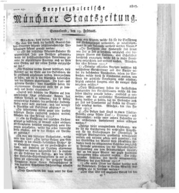 Kurpfalzbaierische Münchner Staats-Zeitung (Süddeutsche Presse) Samstag 19. Februar 1803