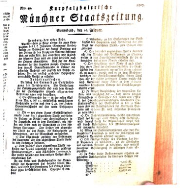 Kurpfalzbaierische Münchner Staats-Zeitung (Süddeutsche Presse) Samstag 26. Februar 1803