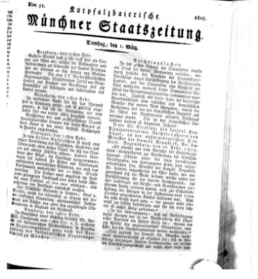 Kurpfalzbaierische Münchner Staats-Zeitung (Süddeutsche Presse) Dienstag 1. März 1803