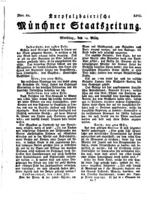 Kurpfalzbaierische Münchner Staats-Zeitung (Süddeutsche Presse) Montag 14. März 1803