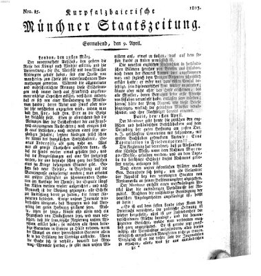 Kurpfalzbaierische Münchner Staats-Zeitung (Süddeutsche Presse) Samstag 9. April 1803