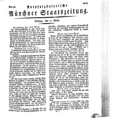 Kurpfalzbaierische Münchner Staats-Zeitung (Süddeutsche Presse) Freitag 22. April 1803