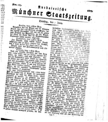 Kurpfalzbaierische Münchner Staats-Zeitung (Süddeutsche Presse) Dienstag 7. Juni 1803