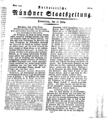 Kurpfalzbaierische Münchner Staats-Zeitung (Süddeutsche Presse) Donnerstag 16. Juni 1803