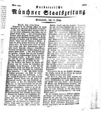 Kurpfalzbaierische Münchner Staats-Zeitung (Süddeutsche Presse) Samstag 18. Juni 1803