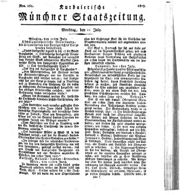 Kurpfalzbaierische Münchner Staats-Zeitung (Süddeutsche Presse) Montag 11. Juli 1803