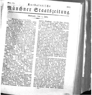 Kurpfalzbaierische Münchner Staats-Zeitung (Süddeutsche Presse) Mittwoch 13. Juli 1803