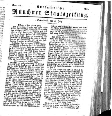 Kurpfalzbaierische Münchner Staats-Zeitung (Süddeutsche Presse) Samstag 16. Juli 1803