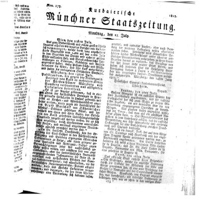 Kurpfalzbaierische Münchner Staats-Zeitung (Süddeutsche Presse) Montag 25. Juli 1803