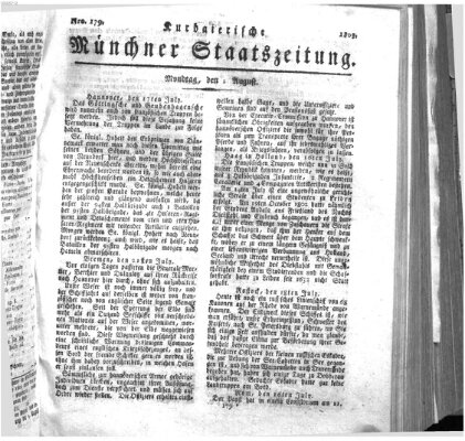 Kurpfalzbaierische Münchner Staats-Zeitung (Süddeutsche Presse) Montag 1. August 1803