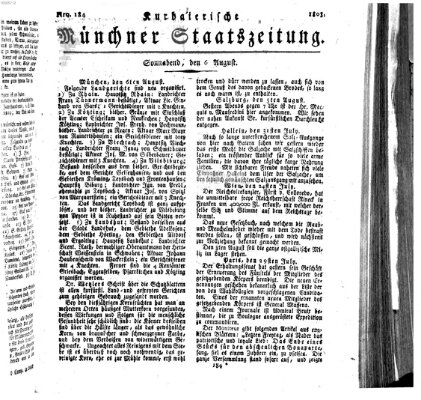 Kurpfalzbaierische Münchner Staats-Zeitung (Süddeutsche Presse) Samstag 6. August 1803