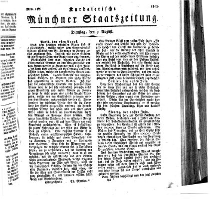 Kurpfalzbaierische Münchner Staats-Zeitung (Süddeutsche Presse) Dienstag 9. August 1803