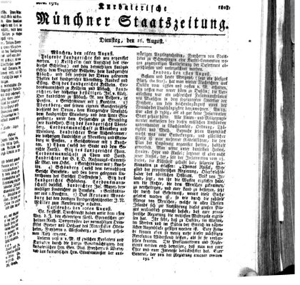 Kurpfalzbaierische Münchner Staats-Zeitung (Süddeutsche Presse) Dienstag 16. August 1803