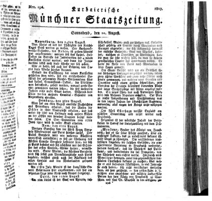 Kurpfalzbaierische Münchner Staats-Zeitung (Süddeutsche Presse) Samstag 20. August 1803