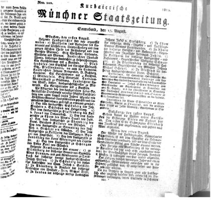 Kurpfalzbaierische Münchner Staats-Zeitung (Süddeutsche Presse) Samstag 27. August 1803