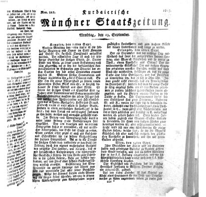 Kurpfalzbaierische Münchner Staats-Zeitung (Süddeutsche Presse) Montag 19. September 1803