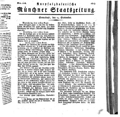 Kurpfalzbaierische Münchner Staats-Zeitung (Süddeutsche Presse) Samstag 24. September 1803