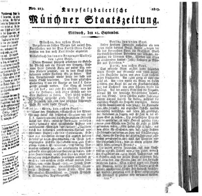 Kurpfalzbaierische Münchner Staats-Zeitung (Süddeutsche Presse) Mittwoch 28. September 1803