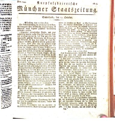 Kurpfalzbaierische Münchner Staats-Zeitung (Süddeutsche Presse) Samstag 15. Oktober 1803