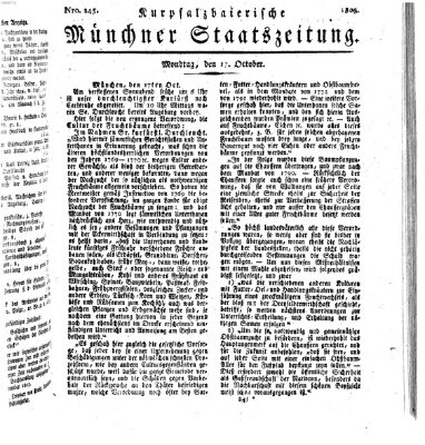 Kurpfalzbaierische Münchner Staats-Zeitung (Süddeutsche Presse) Montag 17. Oktober 1803