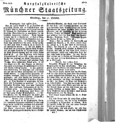 Kurpfalzbaierische Münchner Staats-Zeitung (Süddeutsche Presse) Montag 31. Oktober 1803