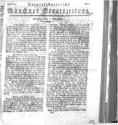 Kurpfalzbaierische Münchner Staats-Zeitung (Süddeutsche Presse) Dienstag 8. November 1803