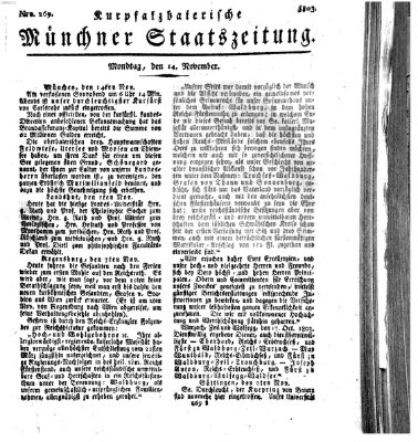 Kurpfalzbaierische Münchner Staats-Zeitung (Süddeutsche Presse) Montag 14. November 1803