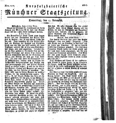 Kurpfalzbaierische Münchner Staats-Zeitung (Süddeutsche Presse) Donnerstag 17. November 1803