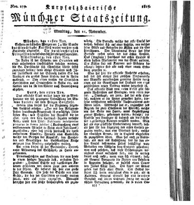 Kurpfalzbaierische Münchner Staats-Zeitung (Süddeutsche Presse) Montag 21. November 1803