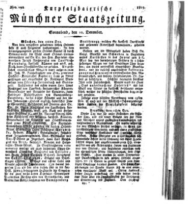 Kurpfalzbaierische Münchner Staats-Zeitung (Süddeutsche Presse) Samstag 10. Dezember 1803