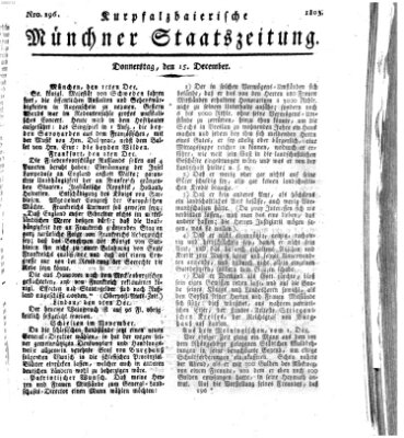 Kurpfalzbaierische Münchner Staats-Zeitung (Süddeutsche Presse) Donnerstag 15. Dezember 1803