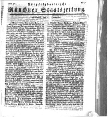 Kurpfalzbaierische Münchner Staats-Zeitung (Süddeutsche Presse) Mittwoch 21. Dezember 1803