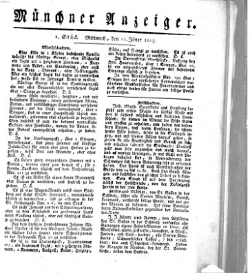 Kurpfalzbaierische Münchner Staats-Zeitung (Süddeutsche Presse) Mittwoch 12. Januar 1803