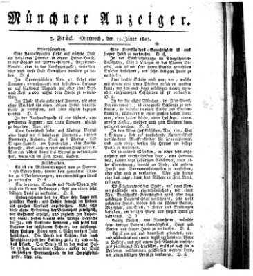 Kurpfalzbaierische Münchner Staats-Zeitung (Süddeutsche Presse) Mittwoch 19. Januar 1803