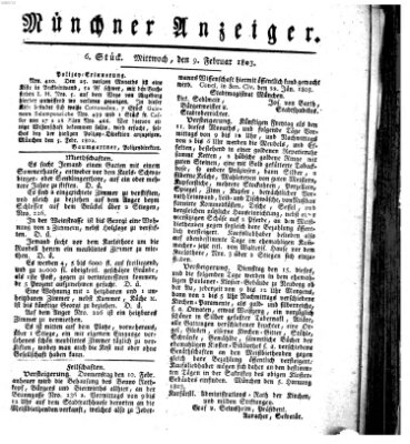 Kurpfalzbaierische Münchner Staats-Zeitung (Süddeutsche Presse) Mittwoch 9. Februar 1803