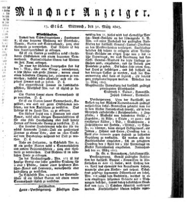 Kurpfalzbaierische Münchner Staats-Zeitung (Süddeutsche Presse) Mittwoch 30. März 1803