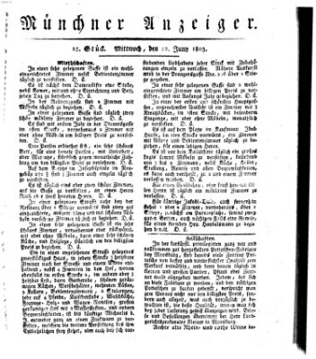 Kurpfalzbaierische Münchner Staats-Zeitung (Süddeutsche Presse) Mittwoch 22. Juni 1803