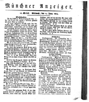 Kurpfalzbaierische Münchner Staats-Zeitung (Süddeutsche Presse) Mittwoch 29. Juni 1803