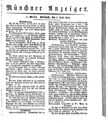 Kurpfalzbaierische Münchner Staats-Zeitung (Süddeutsche Presse) Mittwoch 6. Juli 1803