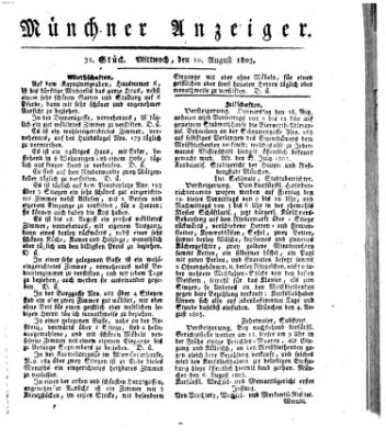 Kurpfalzbaierische Münchner Staats-Zeitung (Süddeutsche Presse) Mittwoch 10. August 1803