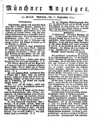 Kurpfalzbaierische Münchner Staats-Zeitung (Süddeutsche Presse) Mittwoch 28. September 1803