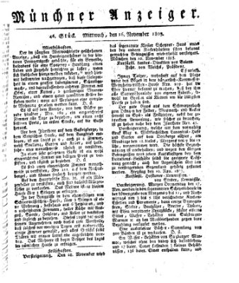 Kurpfalzbaierische Münchner Staats-Zeitung (Süddeutsche Presse) Mittwoch 16. November 1803