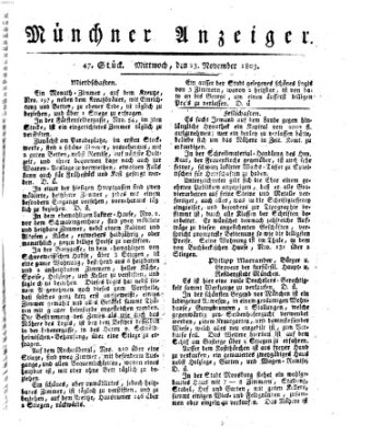 Kurpfalzbaierische Münchner Staats-Zeitung (Süddeutsche Presse) Mittwoch 23. November 1803